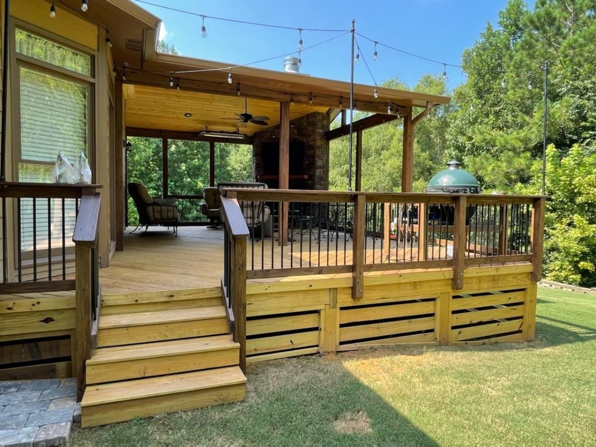 Covered porch and deck addition for a modular home